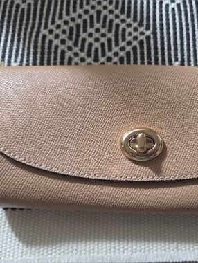 Coach Turn-Lock Wallet Clutch in Beige